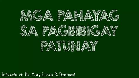 5 halimbawa ng pahayag|Mga Pahayag sa Pagbibigay ng Patunay .